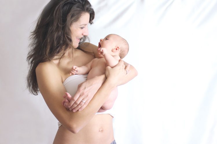 happy mum and her baby