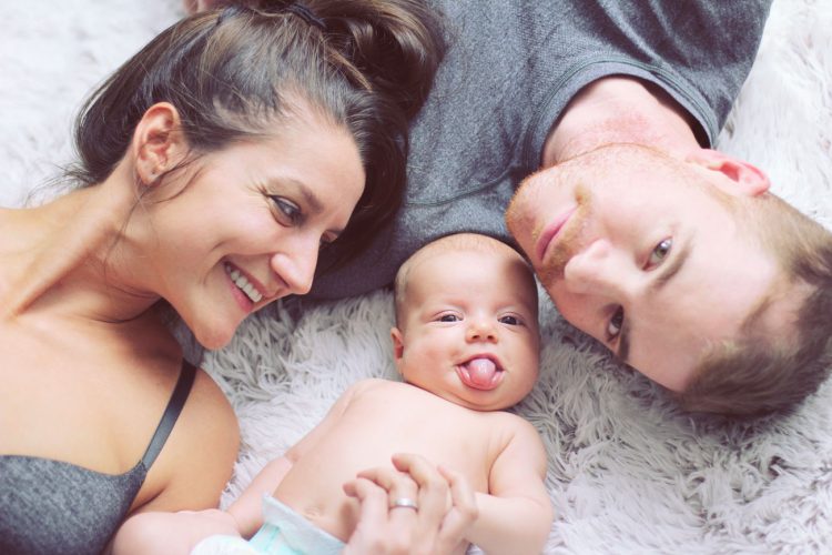 happy mum with a baby